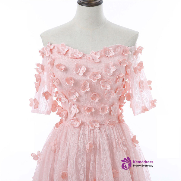 Pink 2017 Homecoming Dresses A-line Short Sleeves