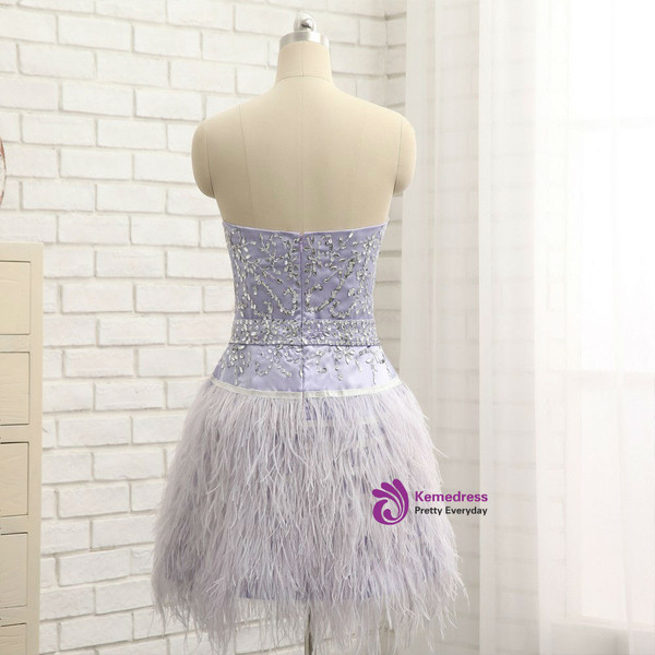 2017 Homecoming Dresses A-line Sweetheart Short Mini Feather