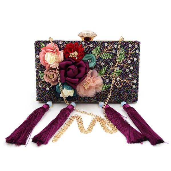 Ladies Evening Bags Smaller Beaded Clutches Tassel Purses Women Wedding