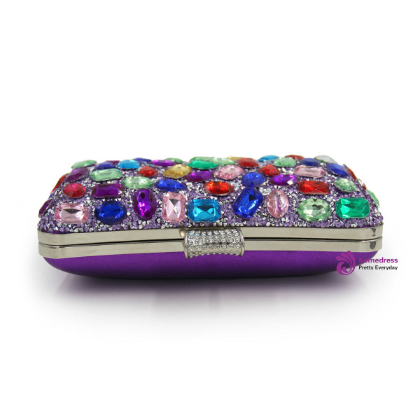 Women Evening Bags Multi Purple Diamond Tassels Party Purse