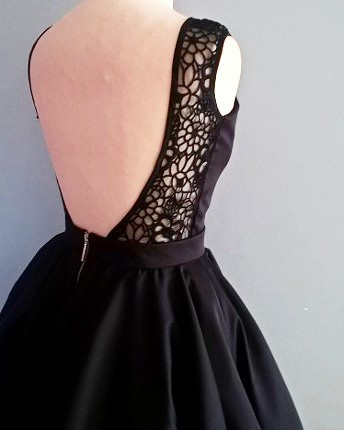 Short Satin Homecoming Party Gowns Backless Little Black Dress