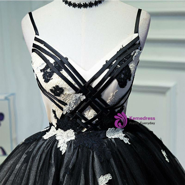 2017 A-line Spaghetti Straps Tulle Short Prom Dress Homecoming Dress