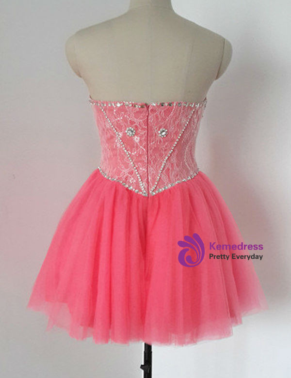 Mini Party Dress Lace Homecoming Dresses Short Prom Dresses Watermelon Prom Dresses