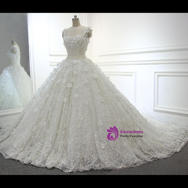 Fairy Tale Full Beading Luxury Ball Gown White/Ivory Wedding Dresses