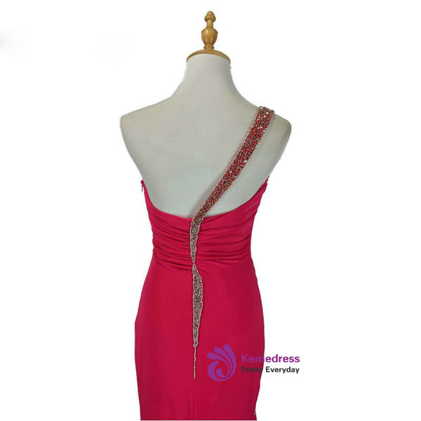 2017 Beaded Chiffon One Shoulder Wedding Party Evening Dress Mother of The Bride Dress