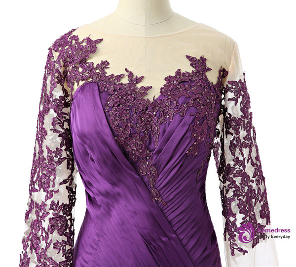 Mermaid 3/4 Sleeves  Purple 2017 Mother Of The Bride Dresses