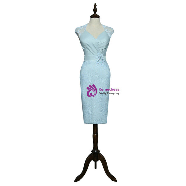 Knee Length With Jacket  Blue 2017 Mother Of The Bride Dresses Sheath