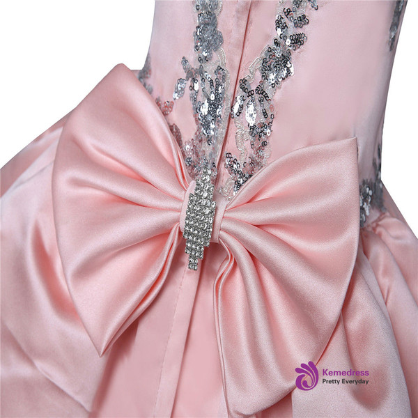 Pink 2017 Flower Girl Dresses For Weddings Ball Gown Cap Sleeves