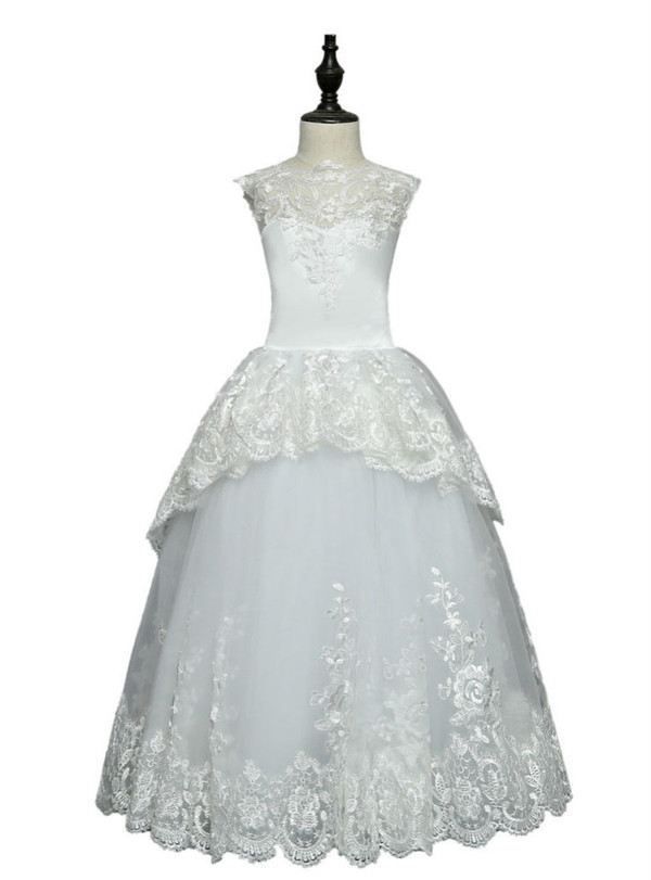 Ball Gown Tulle Appliques 2017 Flower Girl Dresses For Weddings