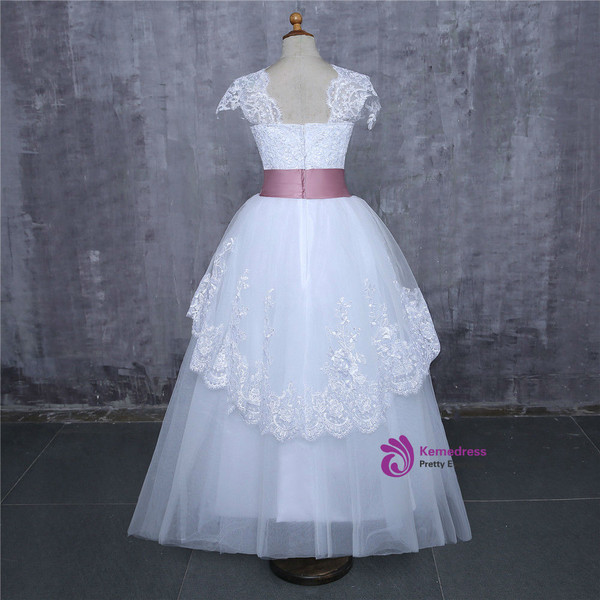 White 2017 Flower Girl Dresses For Weddings Ball Gown Cap Sleeves