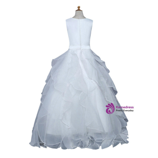 White 2017 Flower Girl Dresses For Weddings Ball Gown Floor Length