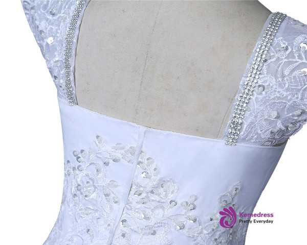 White 2017 Flower Girl Dresses For Weddings A-line Cap Sleeves Lace