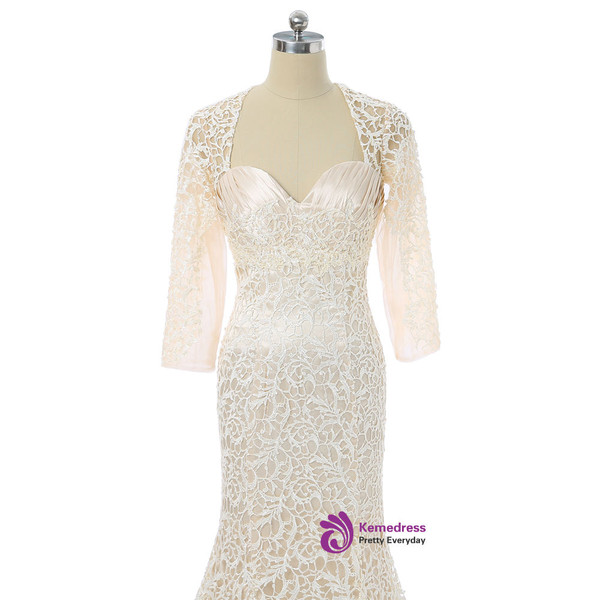 Champagne 2017 Mother Of The Bride Dresses Mermaid Long Sleeves