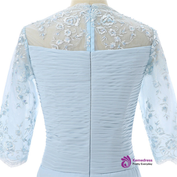 Sky Blue 2017 Mother Of The Bride Dresses Sheath Chiffon Embroidery