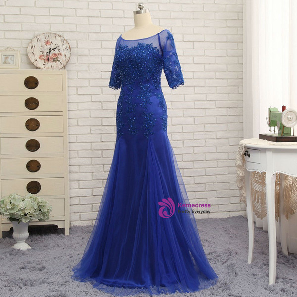 Royal Blue 2017 Mother Of The Bride Dresses Mermaid Half Sleeves