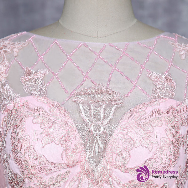 Pink 2017 Mother Of The Bride Dresses Sheath Chiffon Lace Beaded Wedding Party Dress