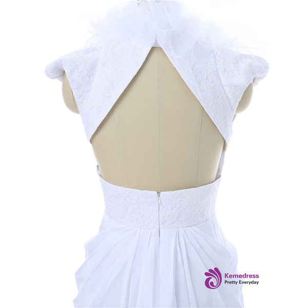 Open Back 2017 Formal Celebrity Dresses Mermaid Cap Sleeves Chiffon Lace Feather