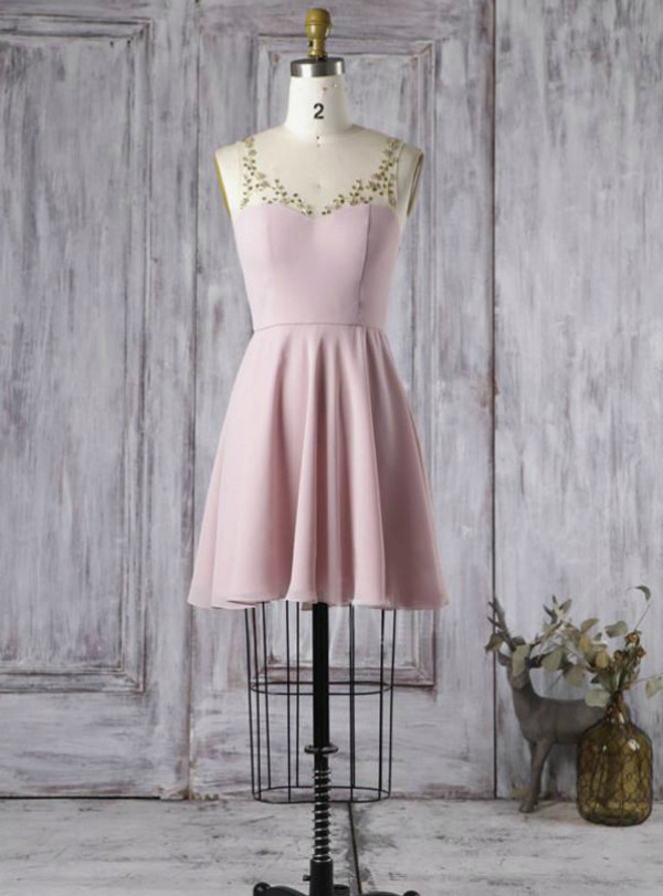 2017 Prom Gowns Dress A-line Scoop Short Bridesmaid Dresses