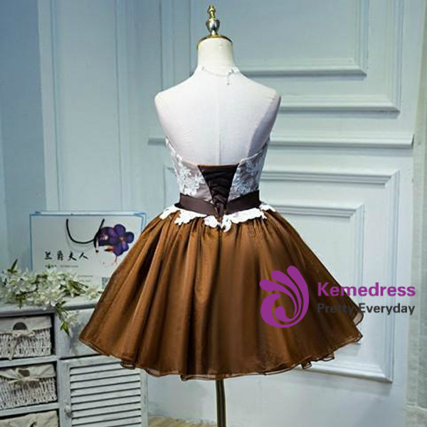 A-line Homecoming Dress Short/Mini brown Juniors Homecoming Dresses