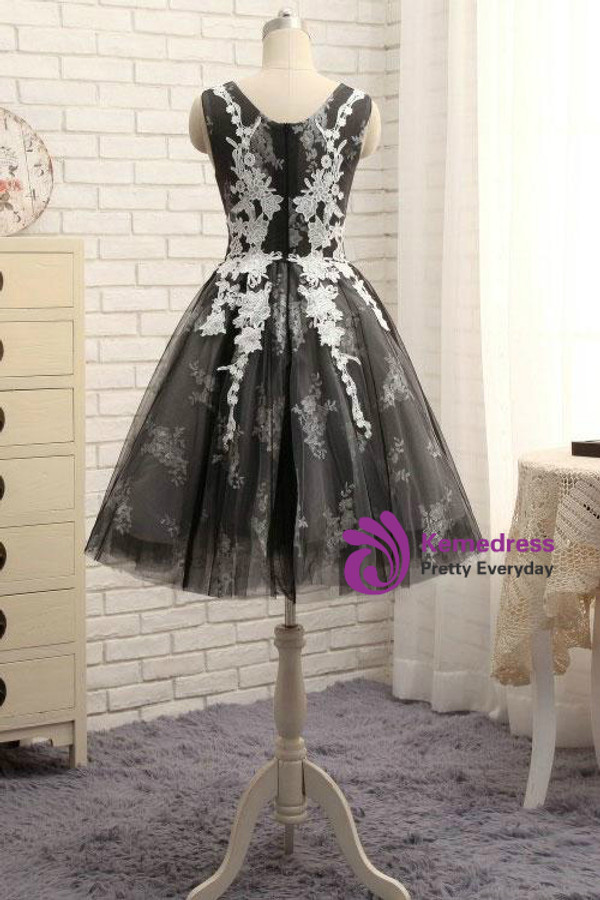 Brown Tulle Sleeveless Round Neck Homecoming Dress Cocktail Dress