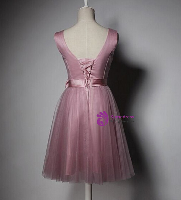 Pink Short Knee Length Tulle Prom/Cocktail Dress