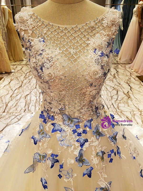 A Line Elegant Party Evening Dresses Long With Butterfly Lace Wedding Dress