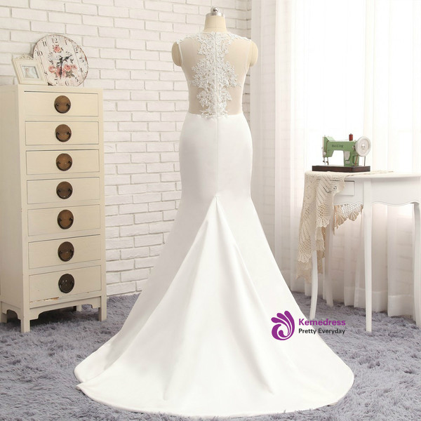 2017 Mermaid High Collar Sweep Train Appliques Lace Elegant Long Evening Dresses