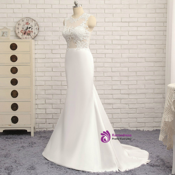 2017 Mermaid High Collar Sweep Train Appliques Lace Elegant Long Evening Dresses