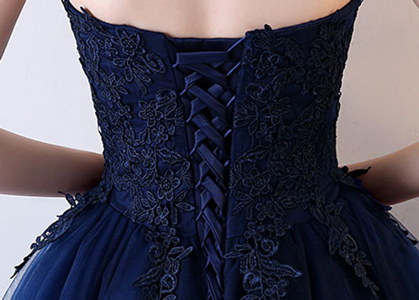 Applique Backless Junior School Dress High-Low Homecoming Dress