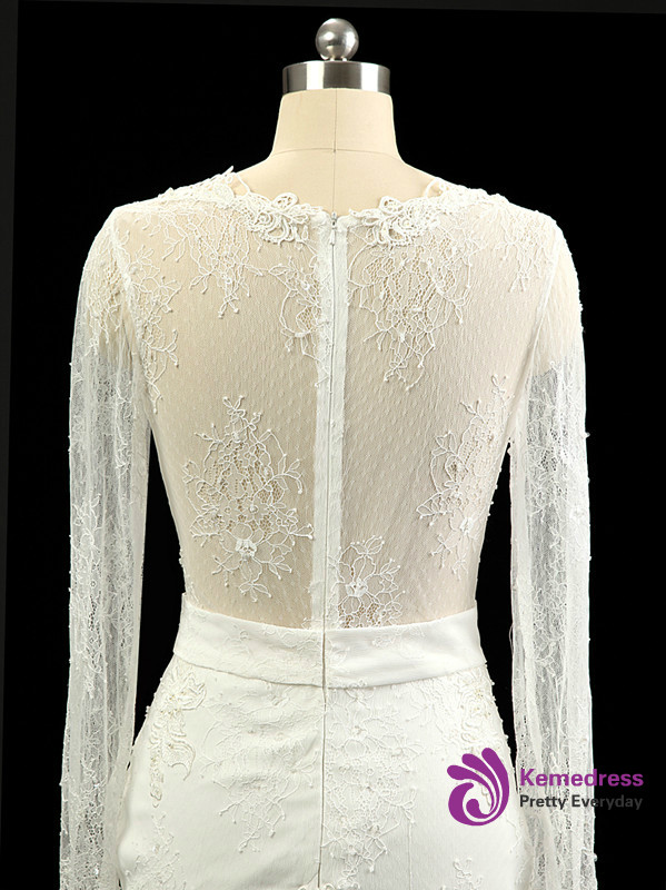 Gorgeous Mermaid Wedding Dresses Long Sleeve 2017 Sexy V-neck Lace