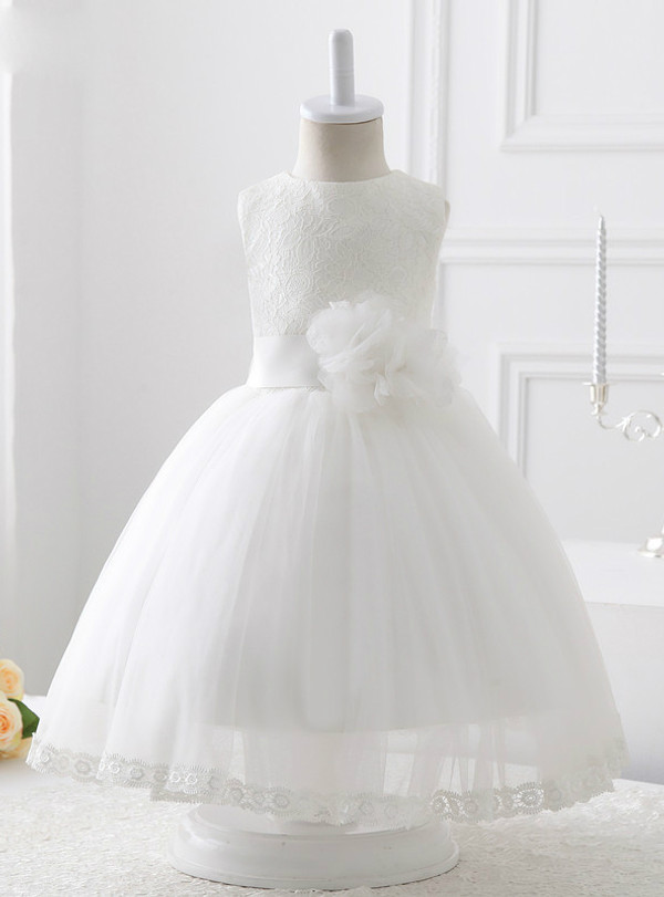 2017 A-line White Tulle With Lace Flower Girl Dresses
