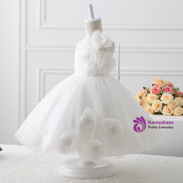 Luxury Ball Gown White Organza Flower Girl Dresses