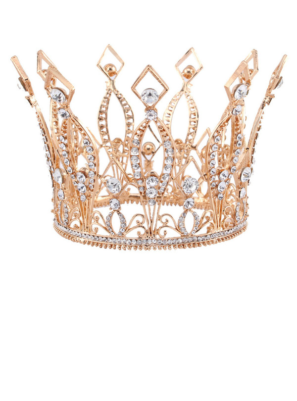 Royal Wedding Tiara Bridal Pageant Beauty Contest Rhinestone Tiara Rose gold color
