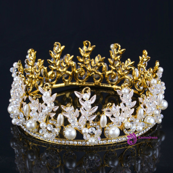 Bridal Hair Accessories Crystal Tiaras Vintage Big Crown Women Hair Accessories