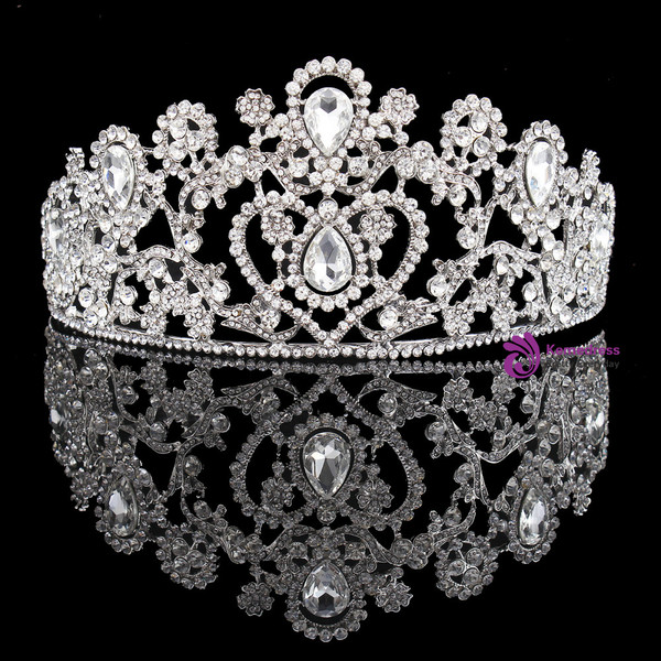 Big wedding bridal clear crystal tiara crown Adult rhinestone tiara hair