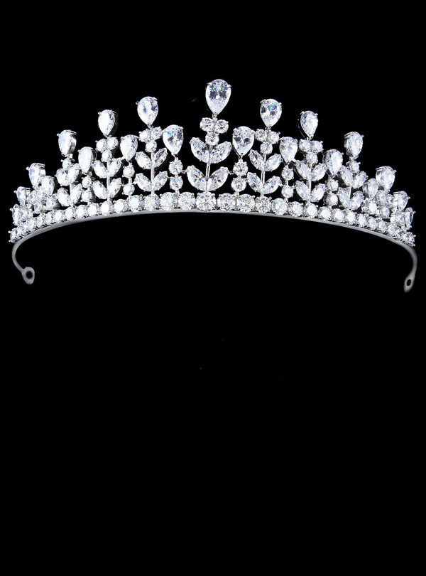 Occasion Bridal Flower Cubic Zirconia Girls White Color Zircon Tiara