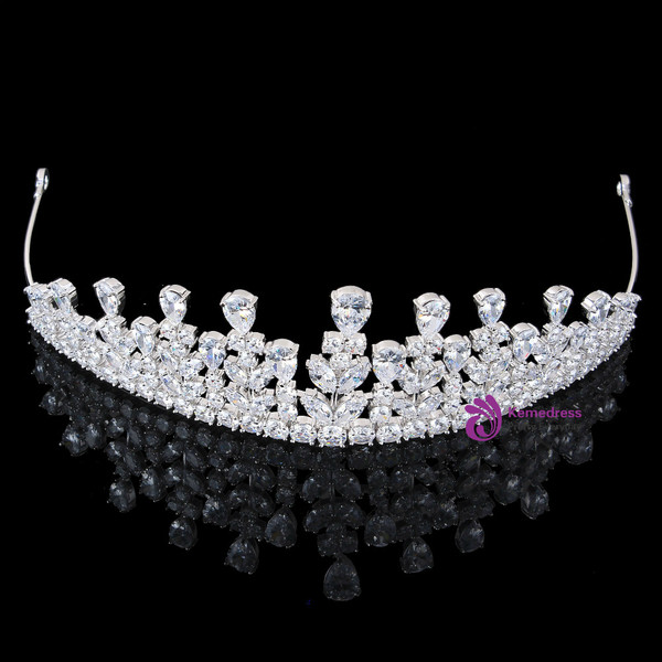 Occasion Bridal Flower Cubic Zirconia Girls White Color Zircon Tiara