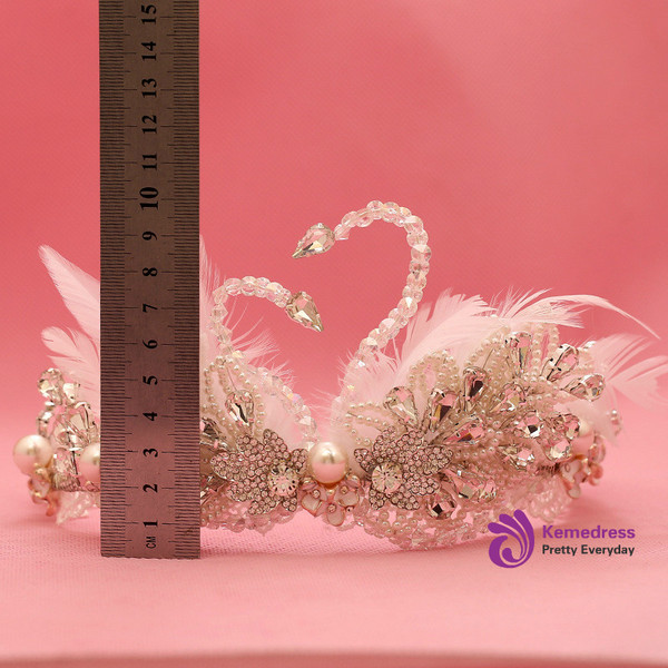 Feather Beads Crystal Princess Dancing White Swan Wedding Hair
