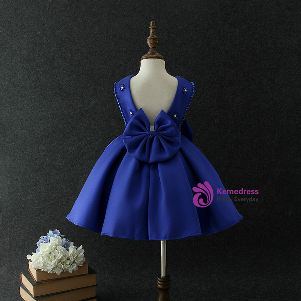 Baby Girls Big bow princess dress Pearl Sequins Birthday party