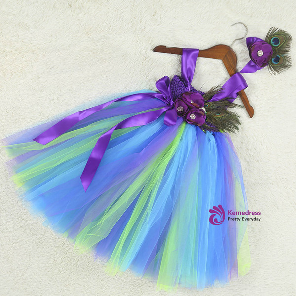 Feathers Girl Party Dress Kids Pageant Ball Gowns for Girls Wedding Halloween Dress