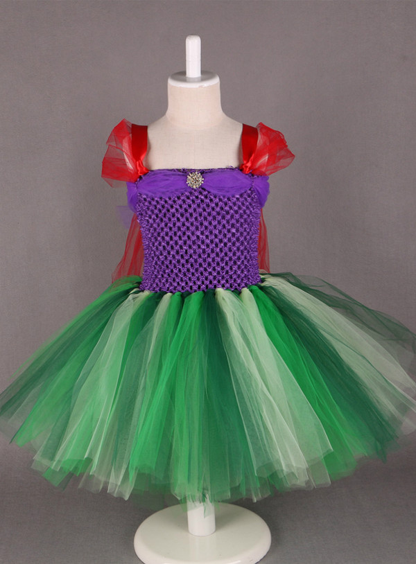 Cosplay Princess Ariel Dress Costume Knee-Length Baby Girl Halloween