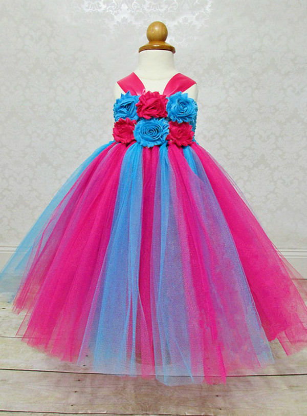 Flower Girl Dresses Halloween Costume Children Kids Tulle Dress For Pageant Party