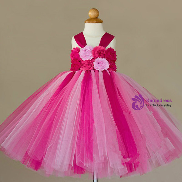 Flower Girl Dresses Halloween Costume Children Kids Tulle Dress For Pageant Party