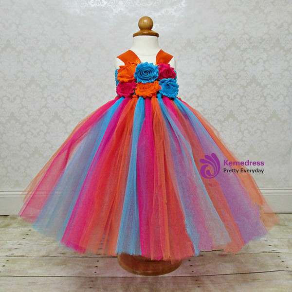 Flower Girl Dresses Halloween Costume Children Kids Tulle Dress For Pageant Party
