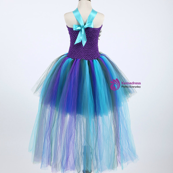 Children Kids Pageant Wedding Party Ball Gowns Trailing Feathers Tulle Flower Girl Dresses