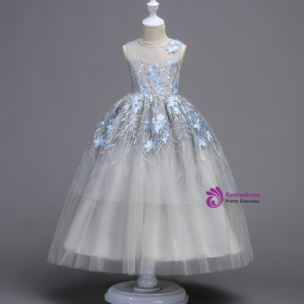 Mothers and daughter Dresses Sleeveless Pattern Flower Bow Bling Sequined