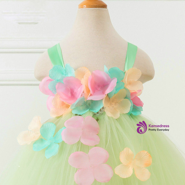 Flower Fairy Girls Handmade Tutu Dress For 2-12 Years Children Wedding Party Prom