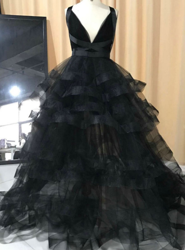 classical black organza sample long neck sexy dress criss cross