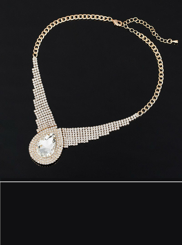 sexy selling dinner super large drop sparkling full rhinestone crystal necklace for women