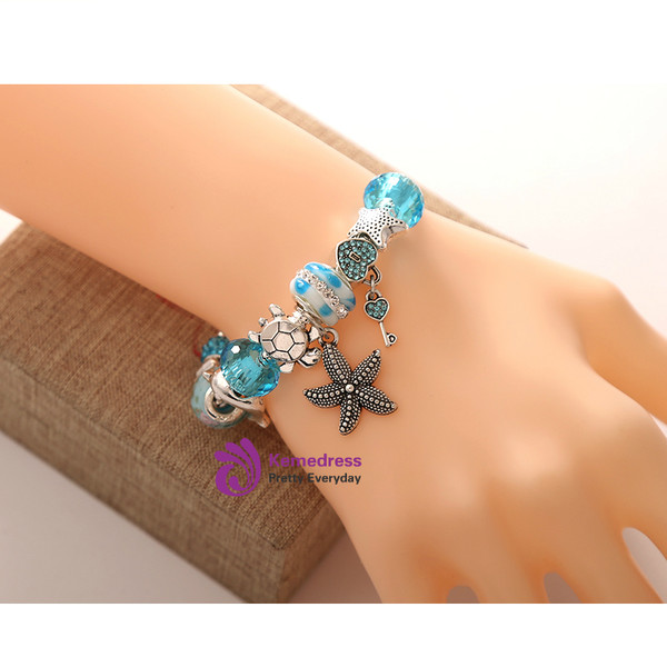 Bracelet Blue Crystal Glass Beads Bracelets & Bangles for Women Jewelry